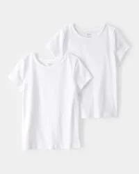 Carters Girls 2-Pack Cotton Undershirts White 6-6X