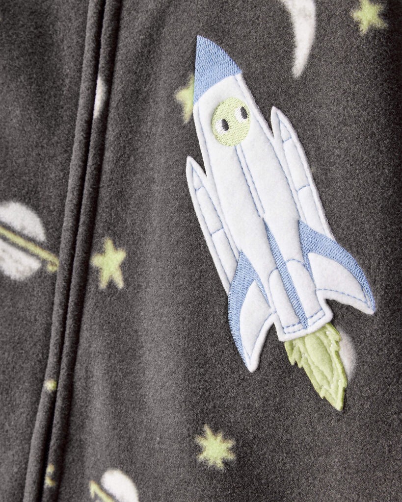 slide 2 of 3, Carters Baby Boy Spaceship Star Print Fleece Loose Fit 1-Piece Pajamas - Grey Grey 18M, 1 ct