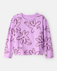 Carters Girls Floral Pocket Tee - Purple Lavender XL