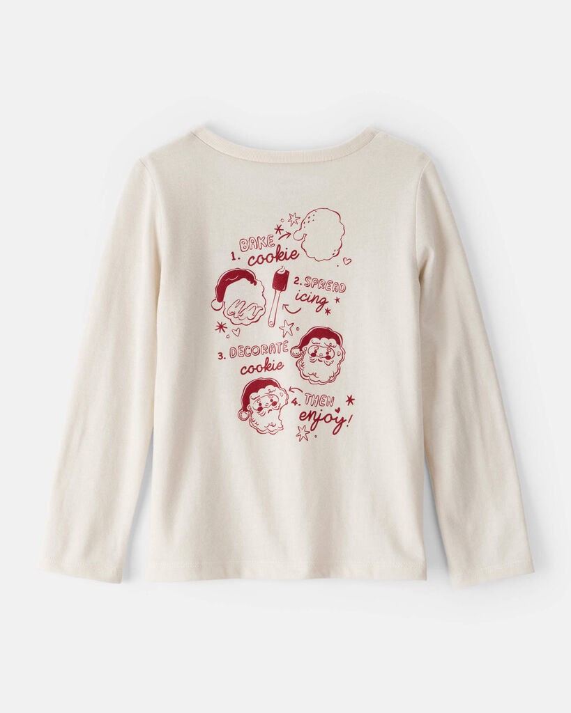 slide 2 of 4, Carters Toddler Girl Christmas Santa Cookie Crew Long-Sleeve Graphic Tee - Cream Cream 5T, 1 ct