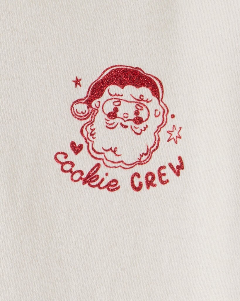 slide 3 of 4, Carters Toddler Girl Christmas Santa Cookie Crew Long-Sleeve Graphic Tee - Cream Cream 5T, 1 ct