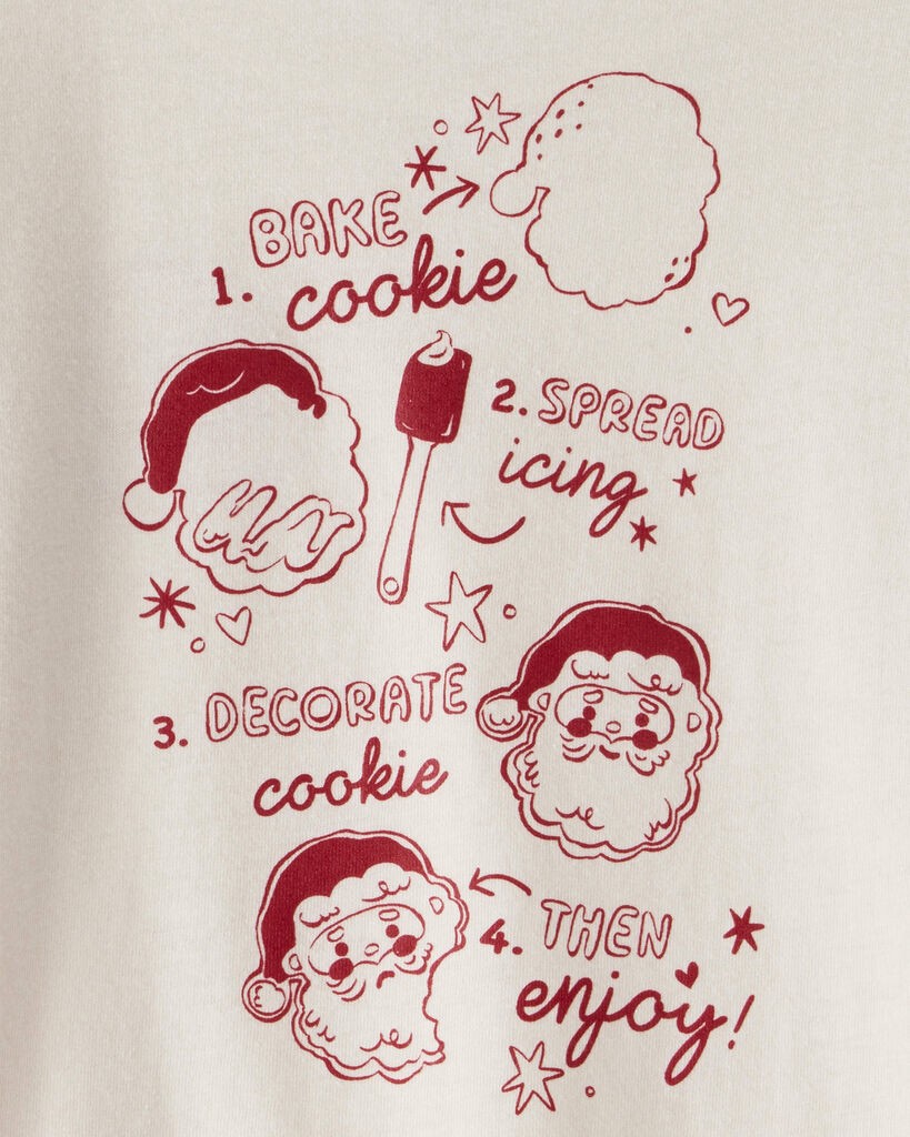 slide 4 of 4, Carters Toddler Girl Christmas Santa Cookie Crew Long-Sleeve Graphic Tee - Cream Cream 5T, 1 ct