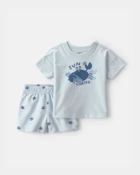 Carters Baby Boy 2-Piece Crab Short-Sleeve Top & Short Set - Blue Blue 24M