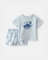 Carters Baby Boy 2-Piece Crab Short-Sleeve Top & Short Set - Blue Blue 24M