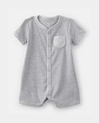Carters Baby Boy Short-Sleeve Romper - Grey Grey 24M