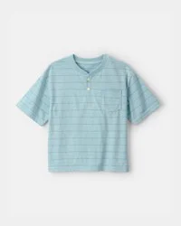 Oshkosh Boys Striped Henley T-Shirt - Blue Blue 8