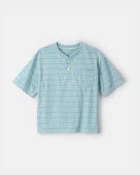 Oshkosh Boys Striped Henley T-Shirt - Blue Blue 8