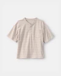 Oshkosh Boys Striped Henley T-Shirt - Tan Tan 4