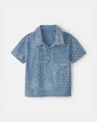 Oshkosh Boys Bandana Chambray Short-Sleeve Polo Shirt - Blue Blue 10