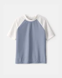 Oshkosh Boys Colorblock Short-Sleeve Rashguard - Blue/Ivory Blue/Ivory 6