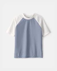 Oshkosh Boys Colorblock Short-Sleeve Rashguard - Blue/Ivory Blue/Ivory 6