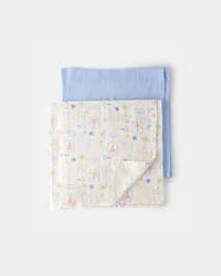 Carters 2-Pack Muslin Swaddle Blankets - Blue/White Blue/White OSZ