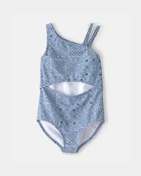 Oshkosh Girls Bandana Floral 1-Piece Swimsuit - Blue Blue 14