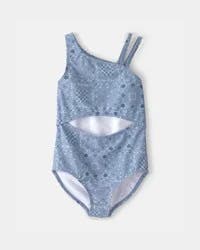 Oshkosh Girls Bandana Floral 1-Piece Swimsuit - Blue Blue 14