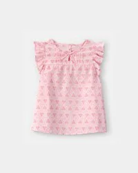 Oshkosh Girls Flutter-Sleeve Heart Top - Pink Pink 12