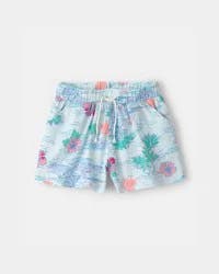 Carters Girls Palm Floral Gauze Shorts - Blue Blue 12