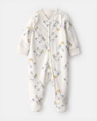 Carters Baby Duck 2-Way Zip 100% Cotton Sleep & Play Pajama - Cream Cream PRE