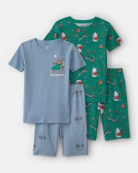 Carters Boys Mini Golf 100% Cotton Short-Sleeve Snug Fit 4-Piece Pajama Set - Green/Blue Green/Blue 4