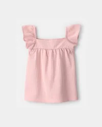 Carters Toddler Girl Flutter-Sleeve Seersucker Top - Pink Pink 5T