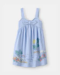Carters Toddler Girl Scenic Beach Sleeveless Dress - Blue Blue 4T