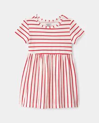 Carters Baby Girl Striped Short-Sleeve Dress - Red/Ivory Multi 18M