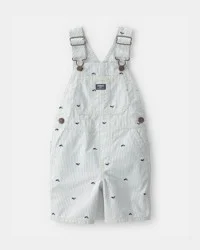Oshkosh Toddler Boy Whale Striped Shortall - Green/White Green/White 5T
