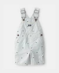 Oshkosh Toddler Boy Whale Striped Shortall - Green/White Green/White 5T