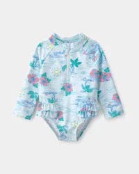 Carters Baby Girl Tropical Beach Long-Sleeve Rashguard Swimsuit - Blue Blue 18M