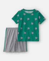 Carters Boys 2-Piece Golf Short-Sleeve Loose Fit 2-Piece Pajama Set - Green/Grey Green/Grey 7