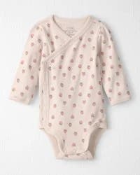Littleplanet Baby Girl Organic Cotton Wrap Bodysuit in Strawberry Print Strawberry Print 3M