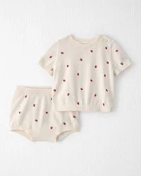 Littleplanet Baby Girl 2-Piece Organic Cotton Sweater Set in Berry Print Berry 6M