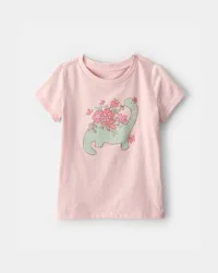 Carters Toddler Girl Dinosaur Floral Graphic Tee - Pink Pink 4T