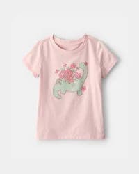 Carters Toddler Girl Dinosaur Floral Graphic Tee - Pink Pink 4T