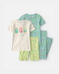 Carters Girls 'sweet Squad' Popsicle 100% Cotton 4-Piece Pajama Set - Blue/Green Blue/Green 8