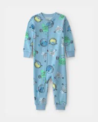 Carters Toddler Boy Pufferfish 100% Cotton 1-Piece Pajama - Blue Blue 4T