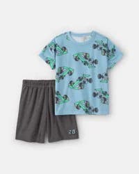 Carters Boys 2-Piece Race Car Pajama Set - Blue/Black Blue/Black 14