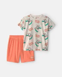 Carters Boys 2-Piece Gaming Short-Sleeve Pajama Set - Ivory/Orange Ivory/Orange 5