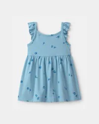 Carters Baby Girl Blueberry Ruffle-Sleeve Dress - Blue Blue 18M