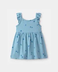 Carters Baby Girl Blueberry Ruffle-Sleeve Dress - Blue Blue 18M