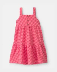 Carters Toddler Girl Gingham Tiered Dress - Coral Coral 3T