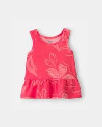 Carters Baby Girl Floral Peplum Tank Top - Coral Orange 12M
