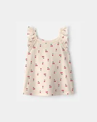 Carters Toddler Girl Cherry Ruffle-Sleeve Tank Top - Cream Cream 2T