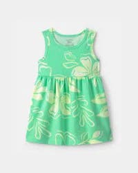 Carters Baby Girl Tropical Floral Sleeveless Dress - Green Green 24M