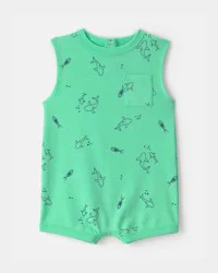 Carters Baby Boy Shark Sleeveless Romper - Green Green NB