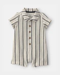 Carters Baby Boy Striped Short-Sleeve Romper - Black/Ivory Black/Ivory 12M
