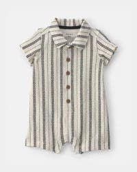 Carters Baby Boy Striped Short-Sleeve Romper - Black/Ivory Black/Ivory 12M