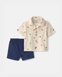 Carters Baby Boy Fourth of July 2-Piece Top & Short Set - Navy Blue/Cream Navy Blue/Cream 3M