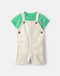 Carters Baby 2-Piece Fish Short-Sleeve Overall Set - Green/Ivory Cream 24M