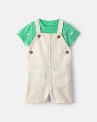 Carters Baby 2-Piece Fish Short-Sleeve Overall Set - Green/Ivory Cream 24M