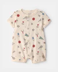 Carters Baby Sports Short-Sleeve Romper - Ivory Ivory 6M
